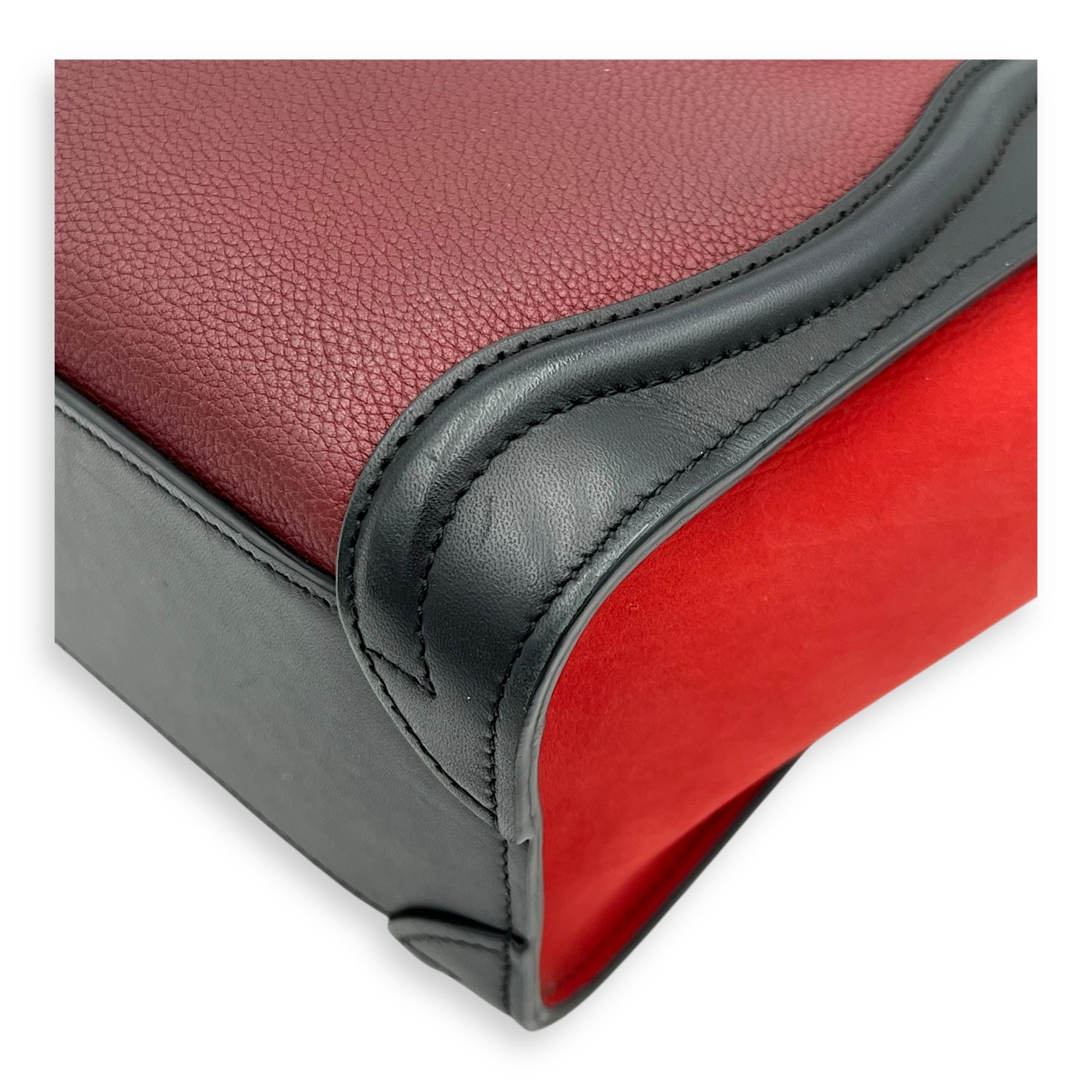 Luggage Crossbody Bag Nano Red in Calfskin, Gold hardware