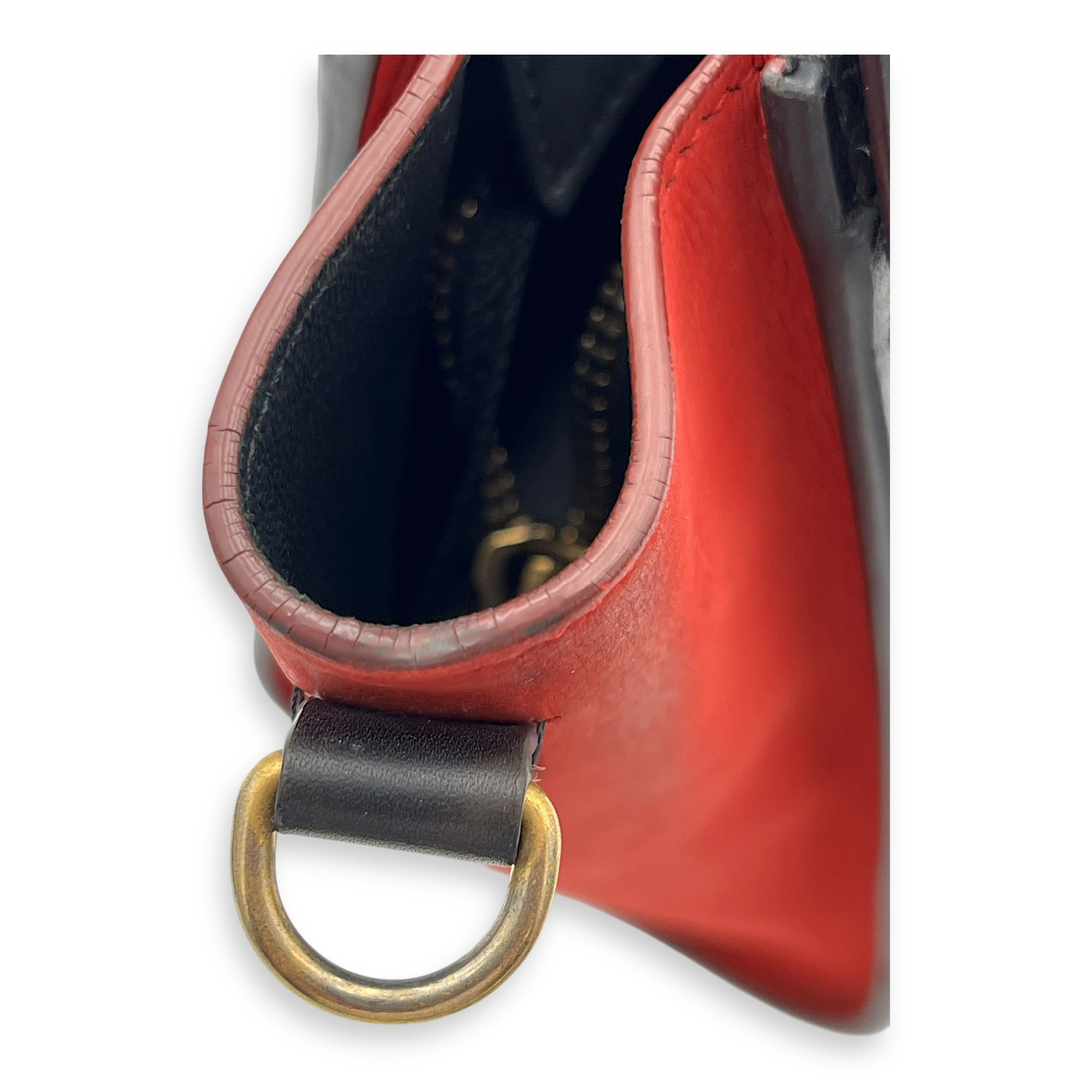 Luggage Crossbody Bag Nano Red in Calfskin, Gold hardware
