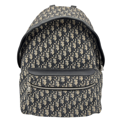 Oblique Backpack Blue in Jacquard, Silver hardware