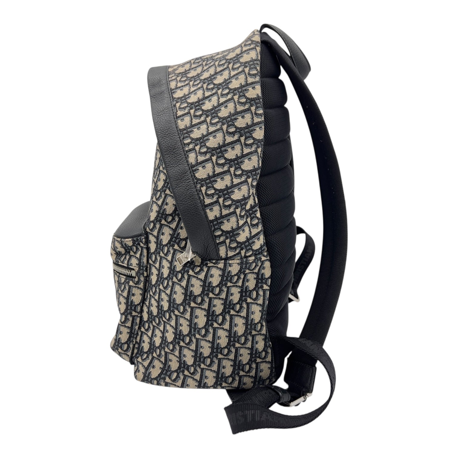 Oblique Backpack Blue in Jacquard, Silver hardware