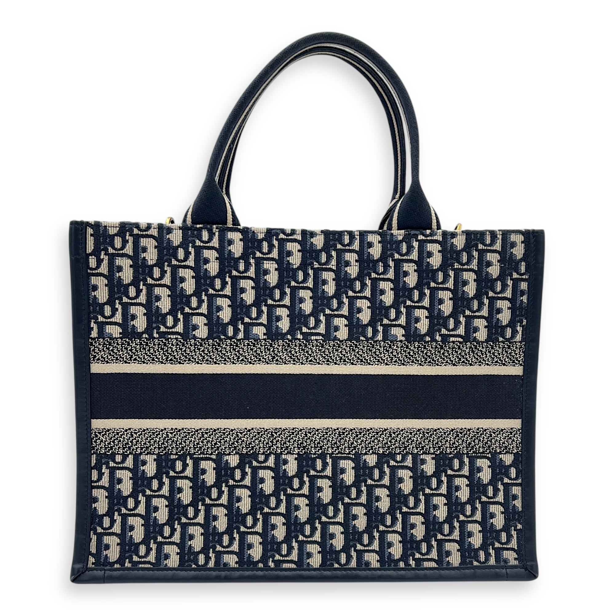 Book Tote Tote Bag Medium Blue in Jacquard, Gold hardware
