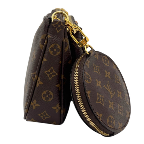 Multi-Pochette Accessoires Crossbody Bag Brown in Monogram Coated Canvas, Gold hardware