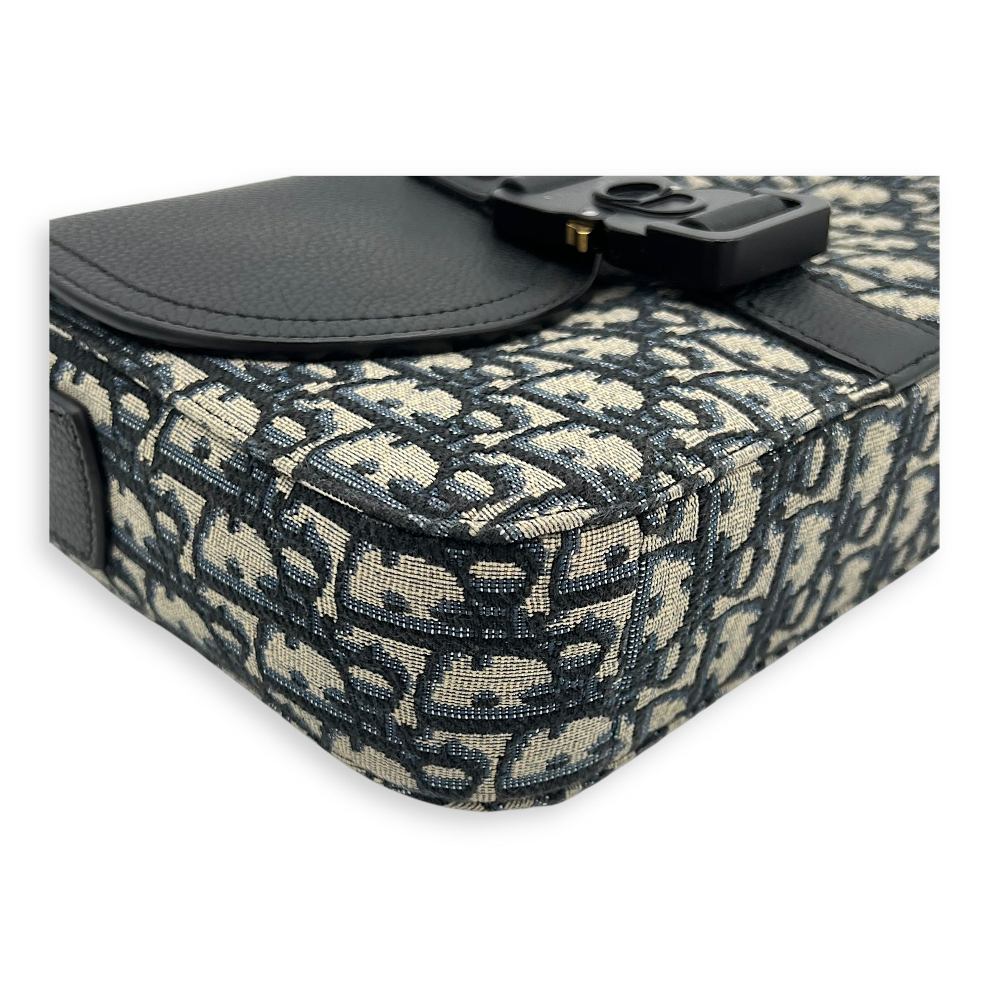 Oblique Crossbody Bag Small Blue in Jacquard, Silver hardware