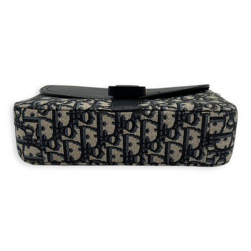 Oblique Crossbody Bag Small Blue in Jacquard, Silver hardware