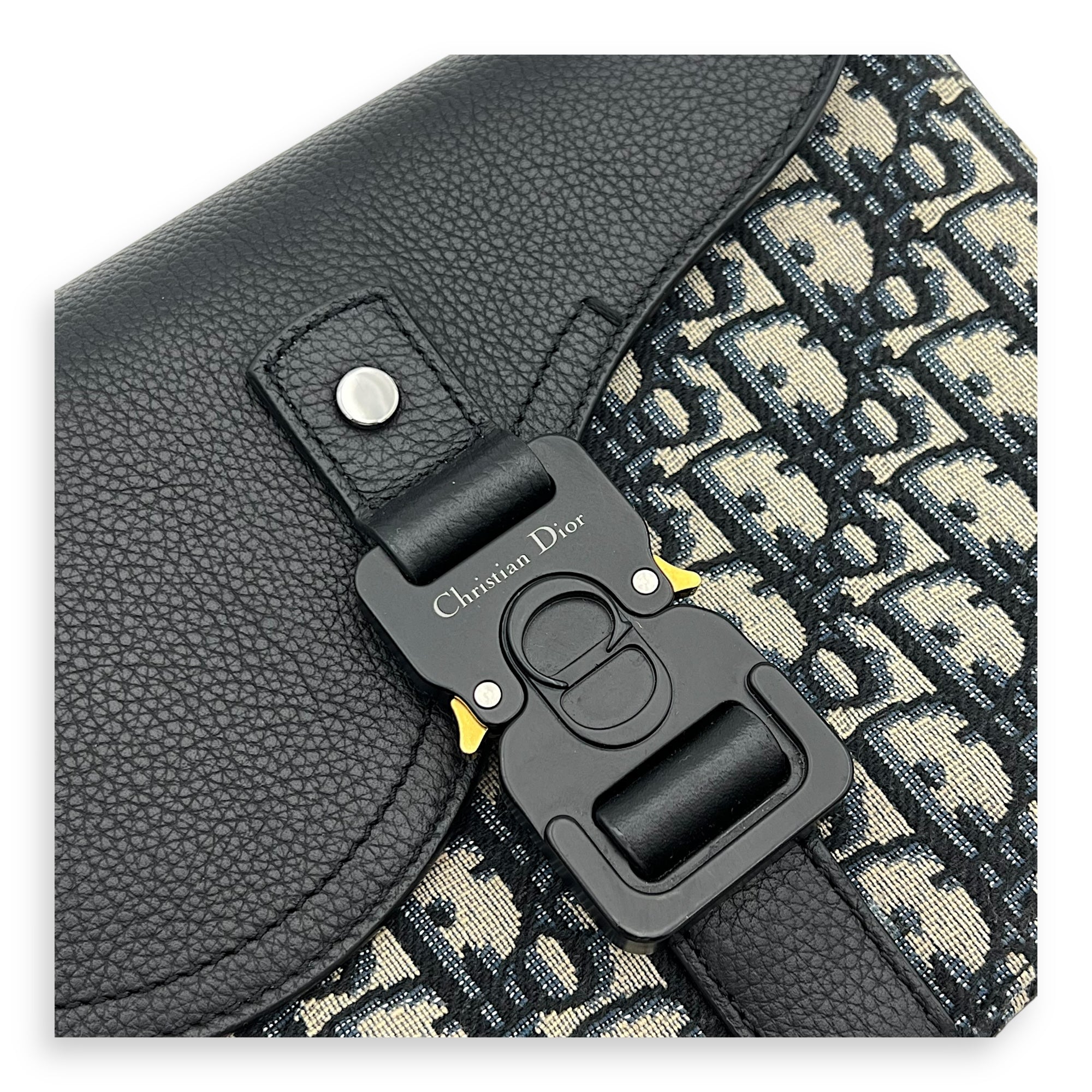 Oblique Crossbody Bag Small Blue in Jacquard, Silver hardware