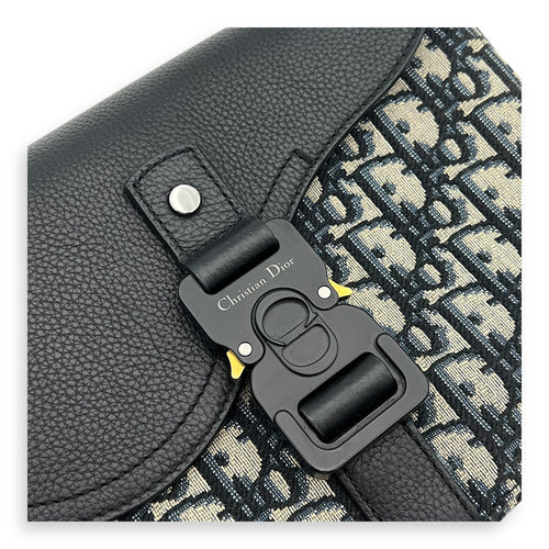 Oblique Crossbody Bag Small Blue in Jacquard, Silver hardware