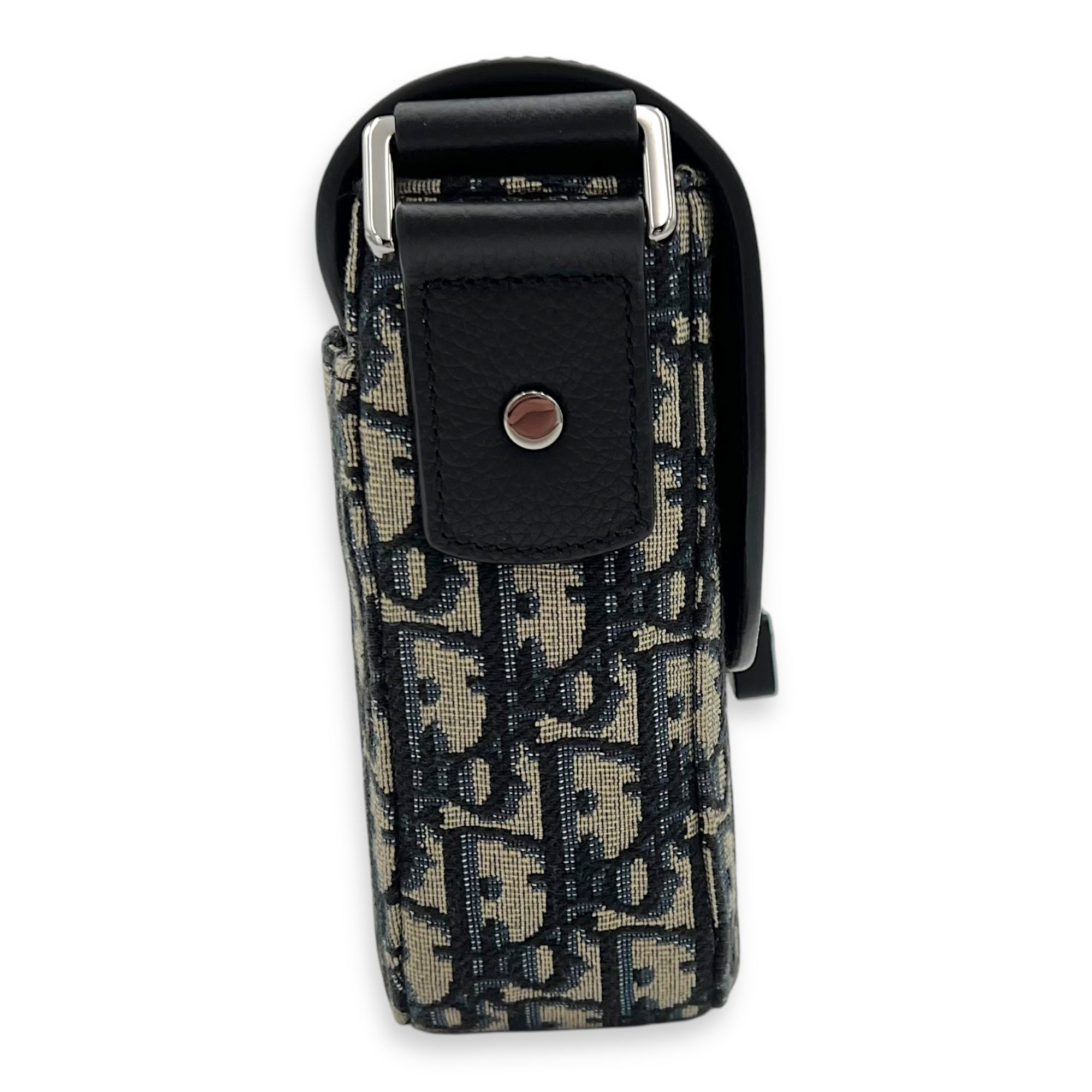 Oblique Crossbody Bag Small Blue in Jacquard, Silver hardware