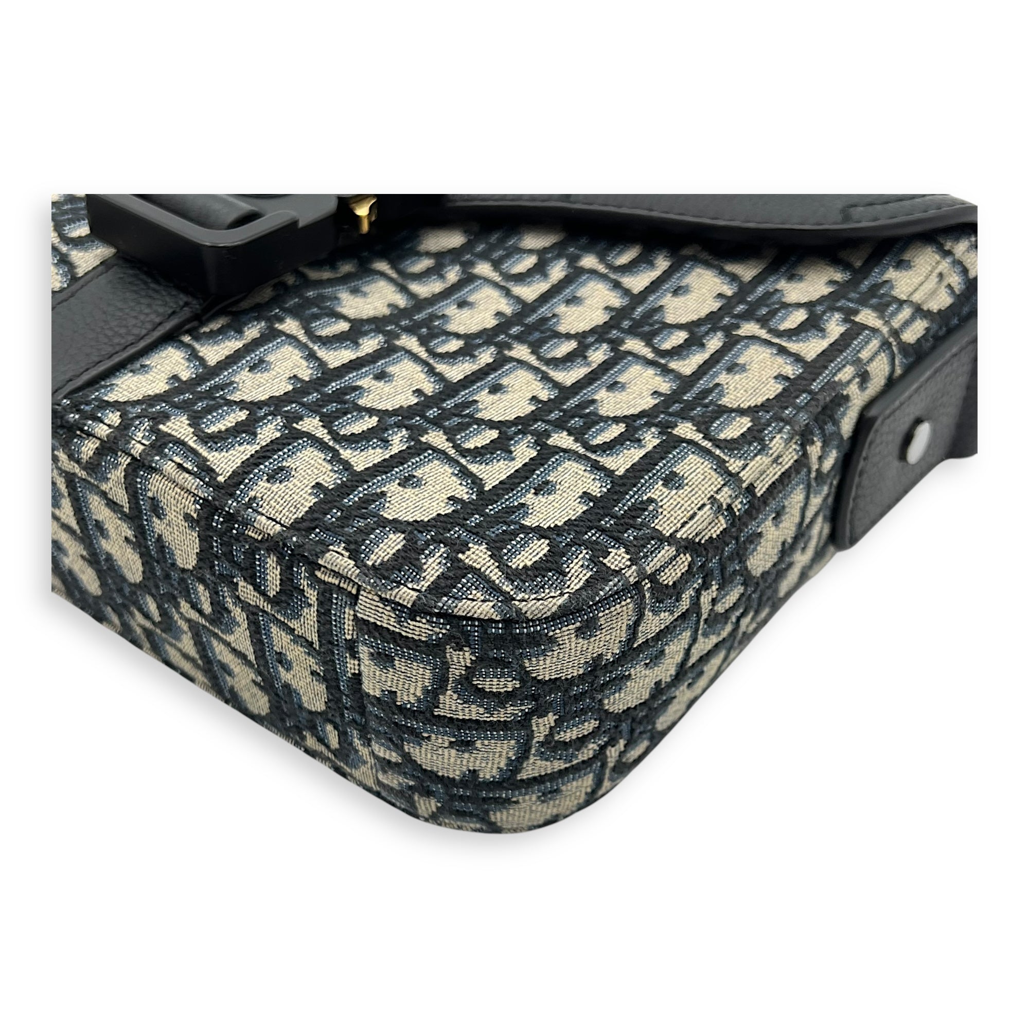 Oblique Crossbody Bag Small Blue in Jacquard, Silver hardware