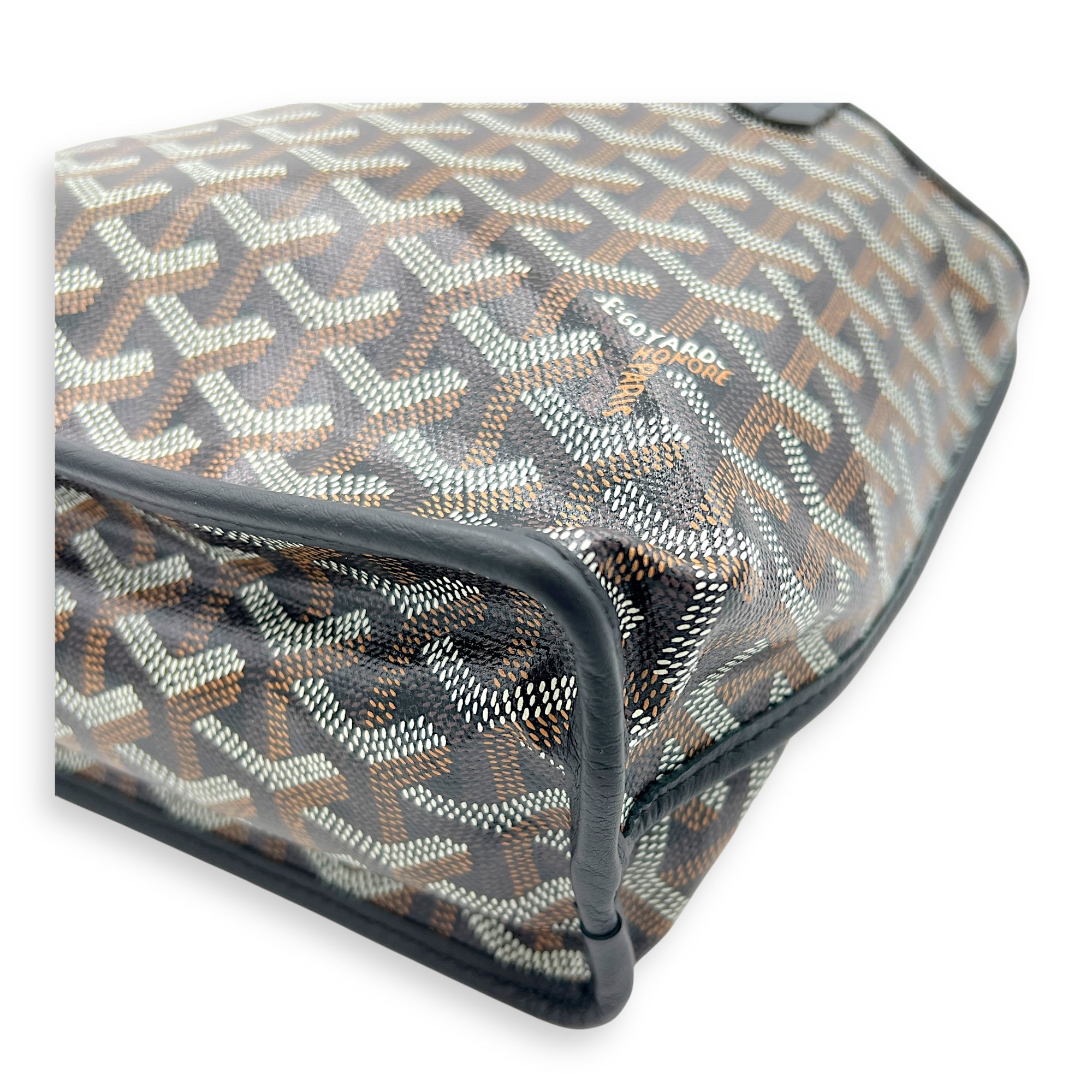 Anjou Tote Bag Mini Black in Coated Canvas, Silver hardware