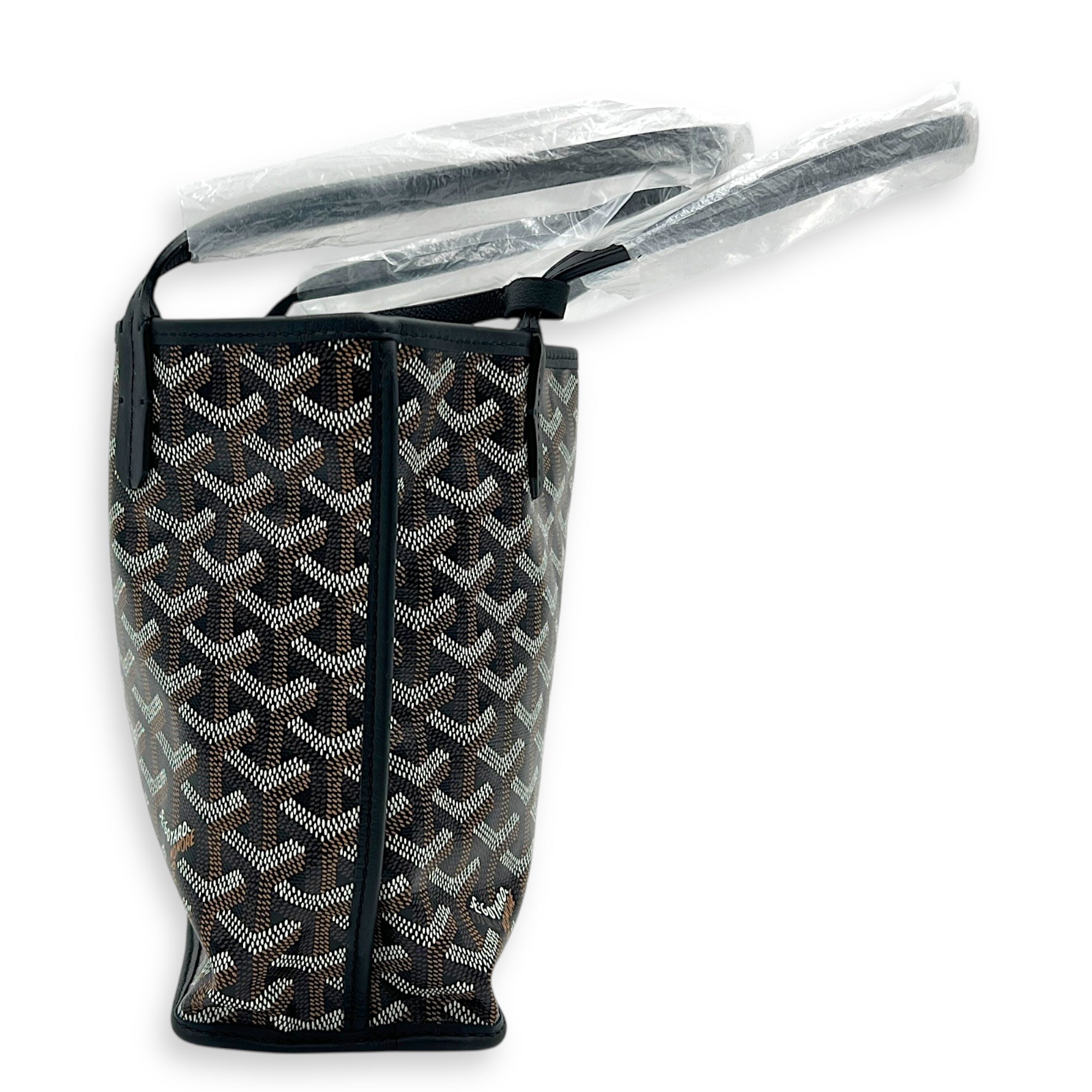 Anjou Tote Bag Mini Black in Coated Canvas, Silver hardware