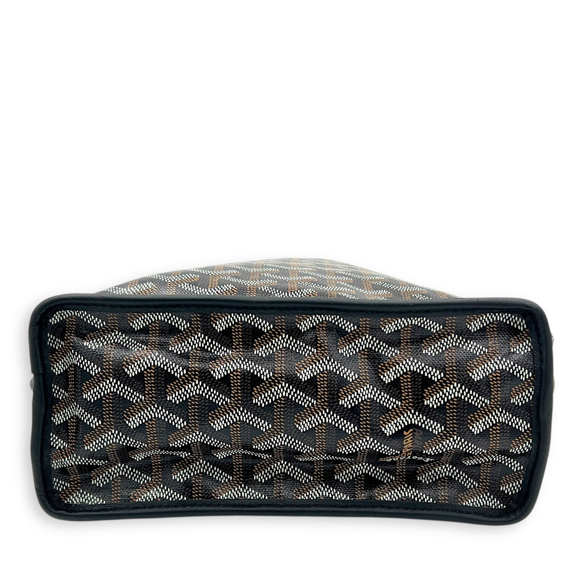 Anjou Tote Bag Mini Black in Coated Canvas, Silver hardware