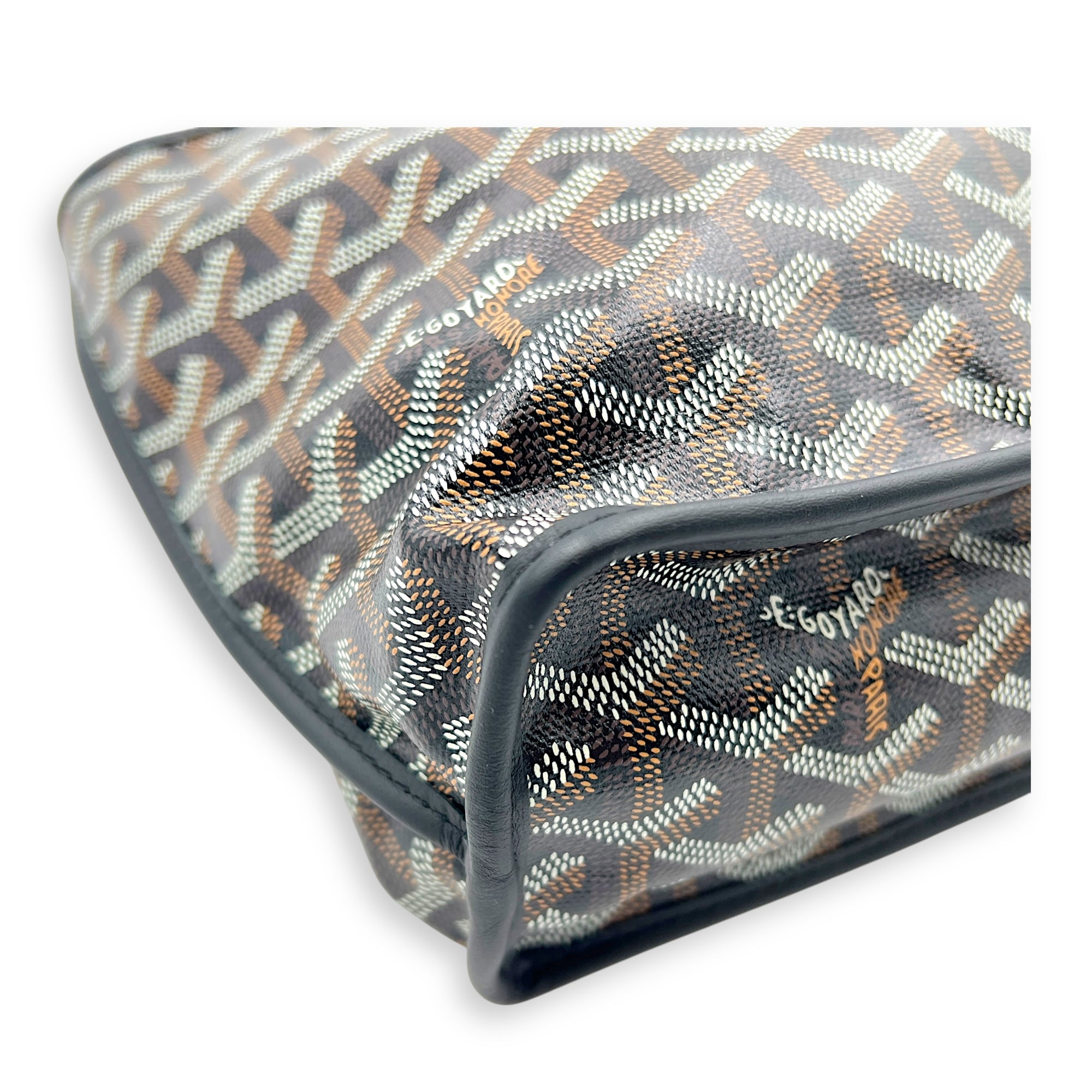 Anjou Tote Bag Mini Black in Coated Canvas, Silver hardware