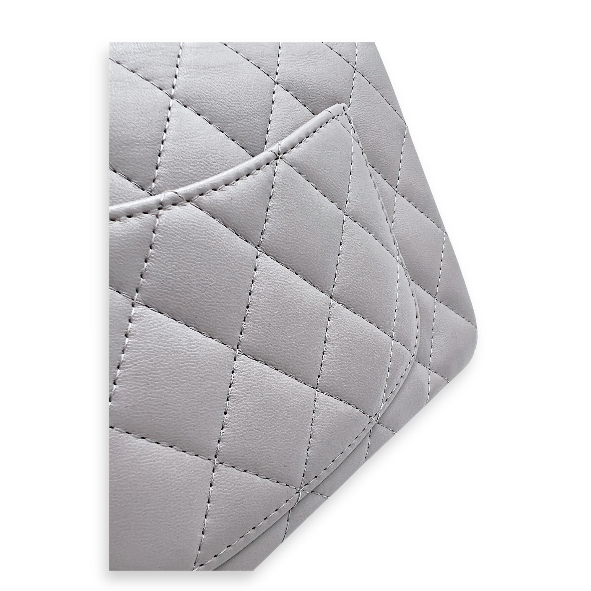 Rectangle Top Handle Bag Grey in Lambskin, Gold hardware