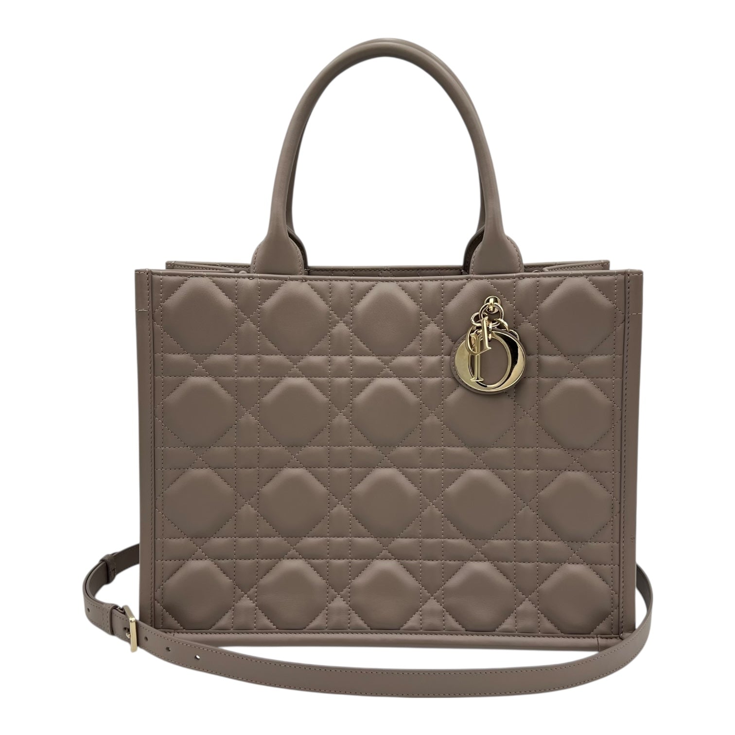 Book Tote Top Handle Bag Brown in Calfskin, Gold hardware