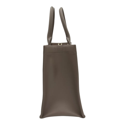 Book Tote Top Handle Bag Brown in Calfskin, Gold hardware