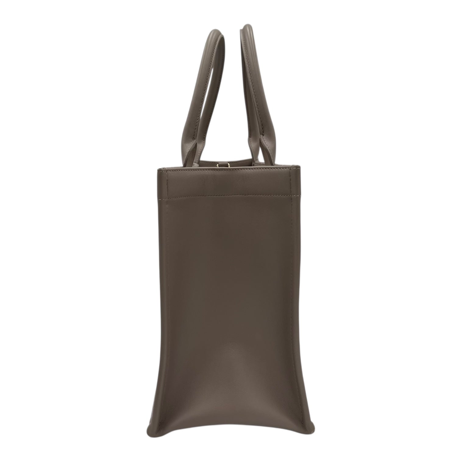 Book Tote Top Handle Bag Brown in Calfskin, Gold hardware
