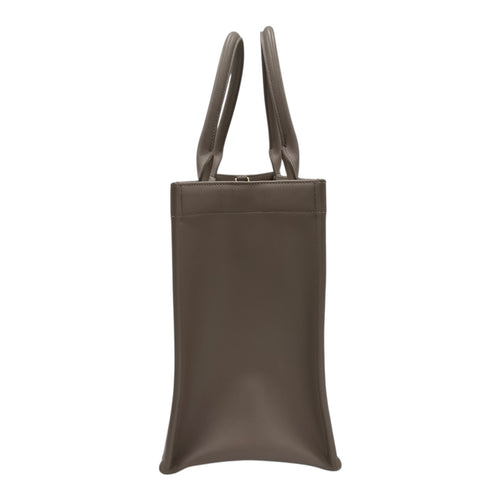 Book Tote Top Handle Bag Brown in Calfskin, Gold hardware