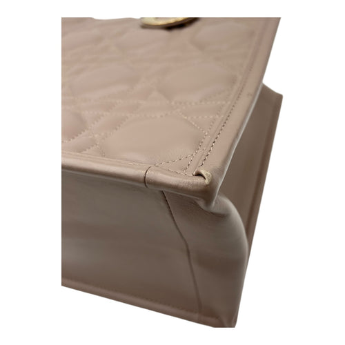 Book Tote Top Handle Bag Brown in Calfskin, Gold hardware