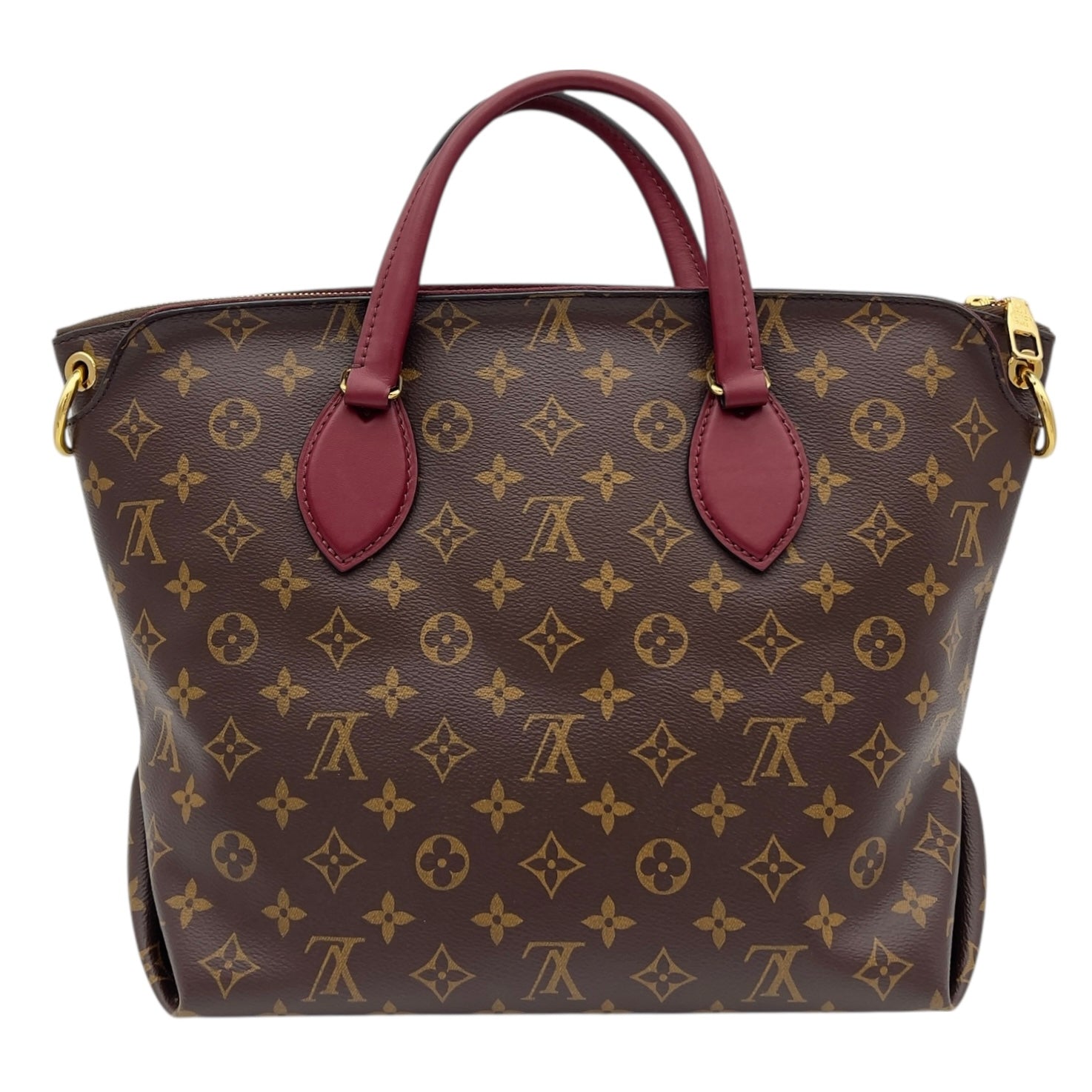 Flower Top Handle Bag Brown in Monogram Coated Canvas, Gold hardware