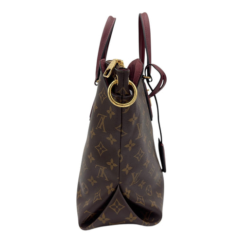 Flower Top Handle Bag Brown in Monogram Coated Canvas, Gold hardware