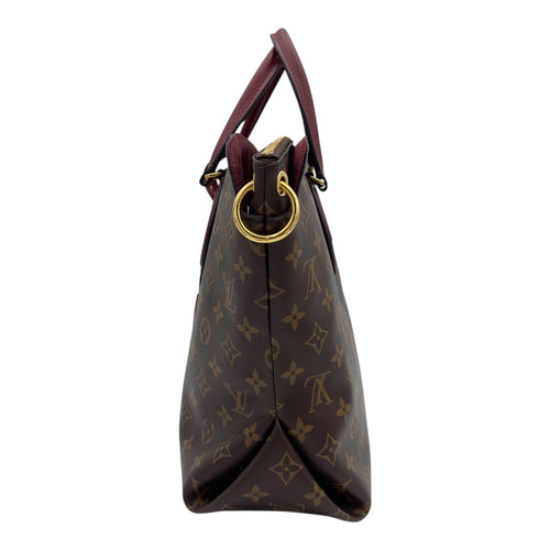 Flower Top Handle Bag Brown in Monogram Coated Canvas, Gold hardware
