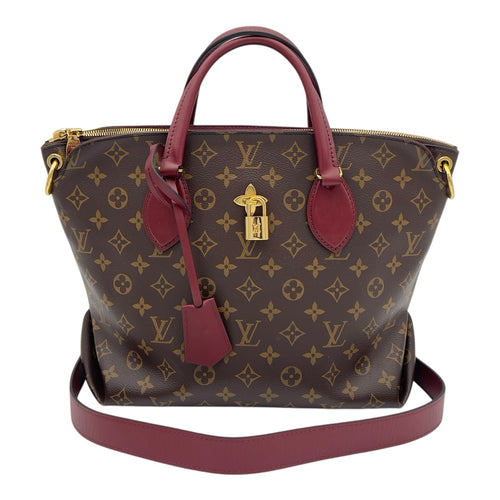 Flower Top Handle Bag Brown in Monogram Coated Canvas, Gold hardware