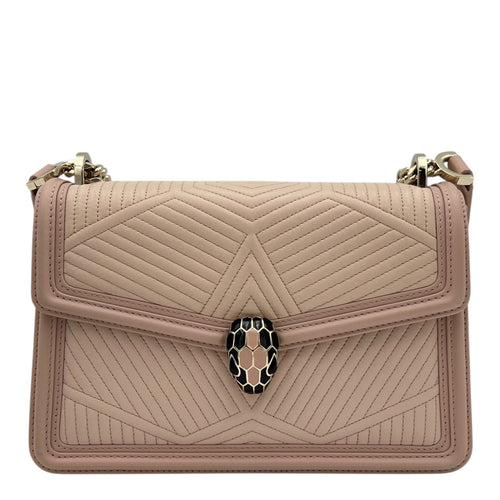 Serpenti Forever Shoulder Bag Beige in Calfskin, Gold hardware