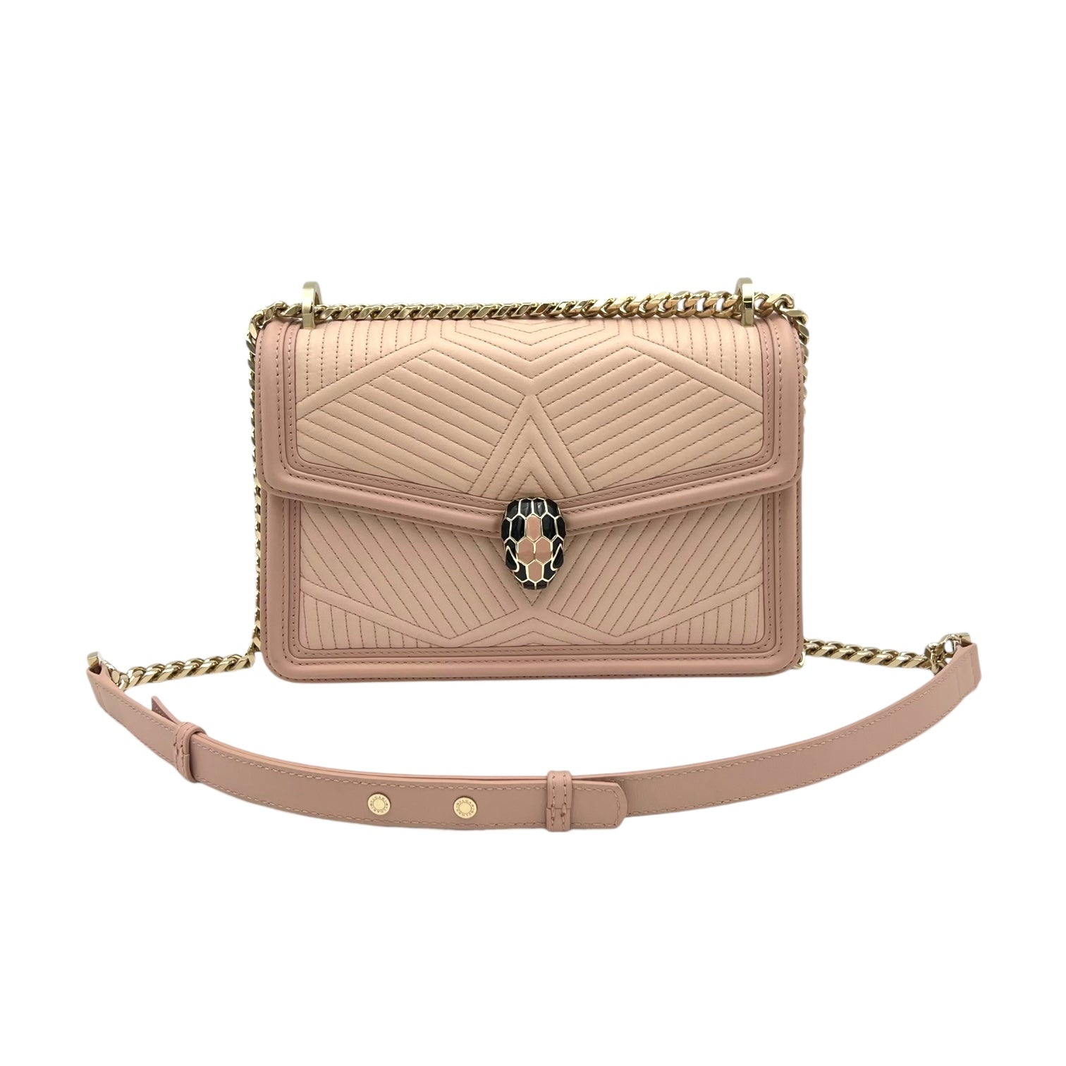Serpenti Forever Shoulder Bag Beige in Calfskin, Gold hardware