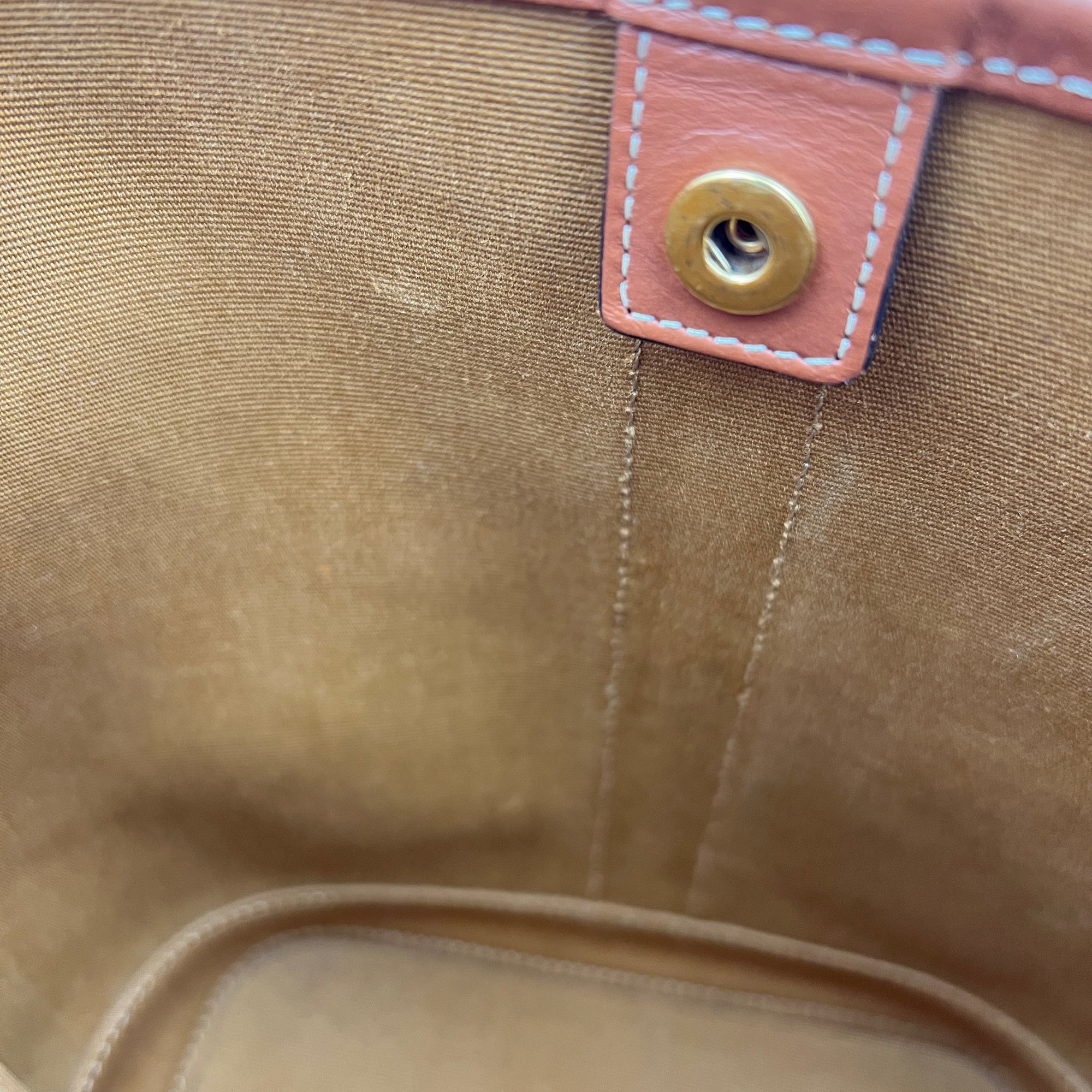 Triomphe Bucket Bag Brown in Coated Canvas, Gold hardware