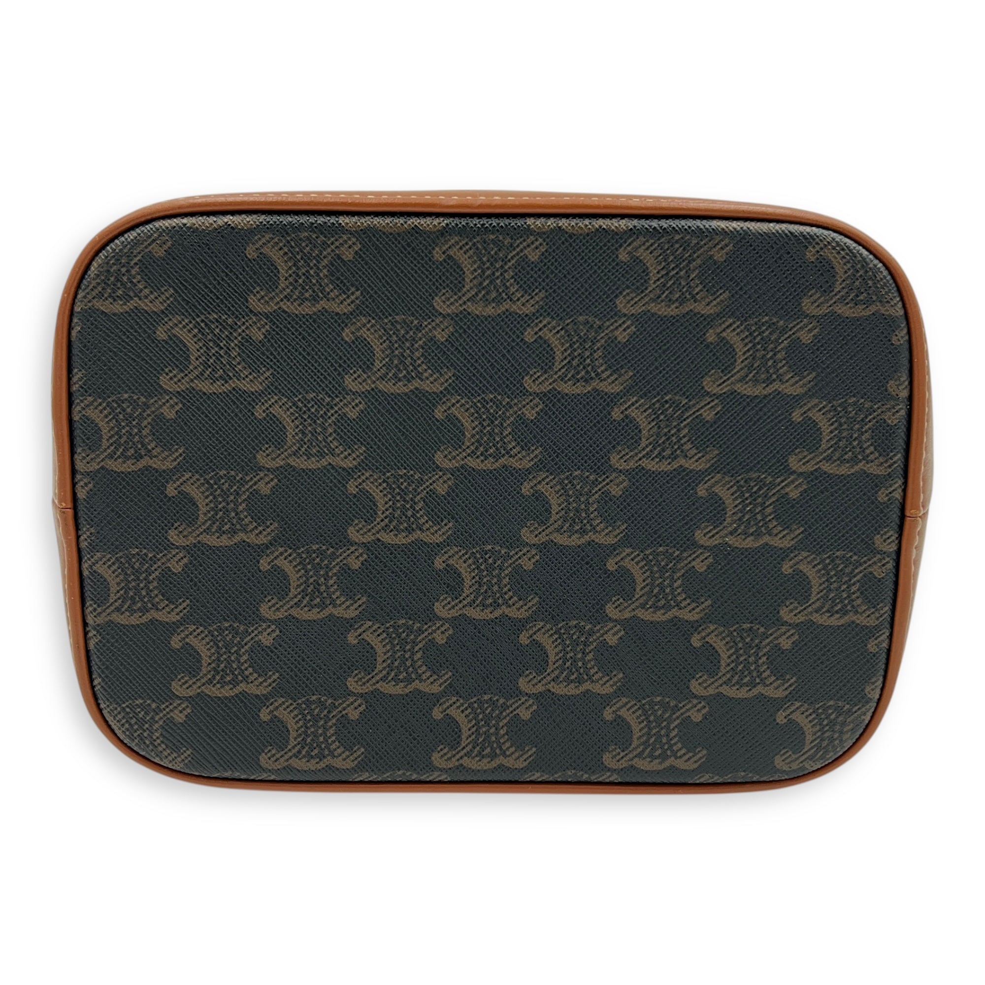 Triomphe Bucket Bag Brown in Coated Canvas, Gold hardware