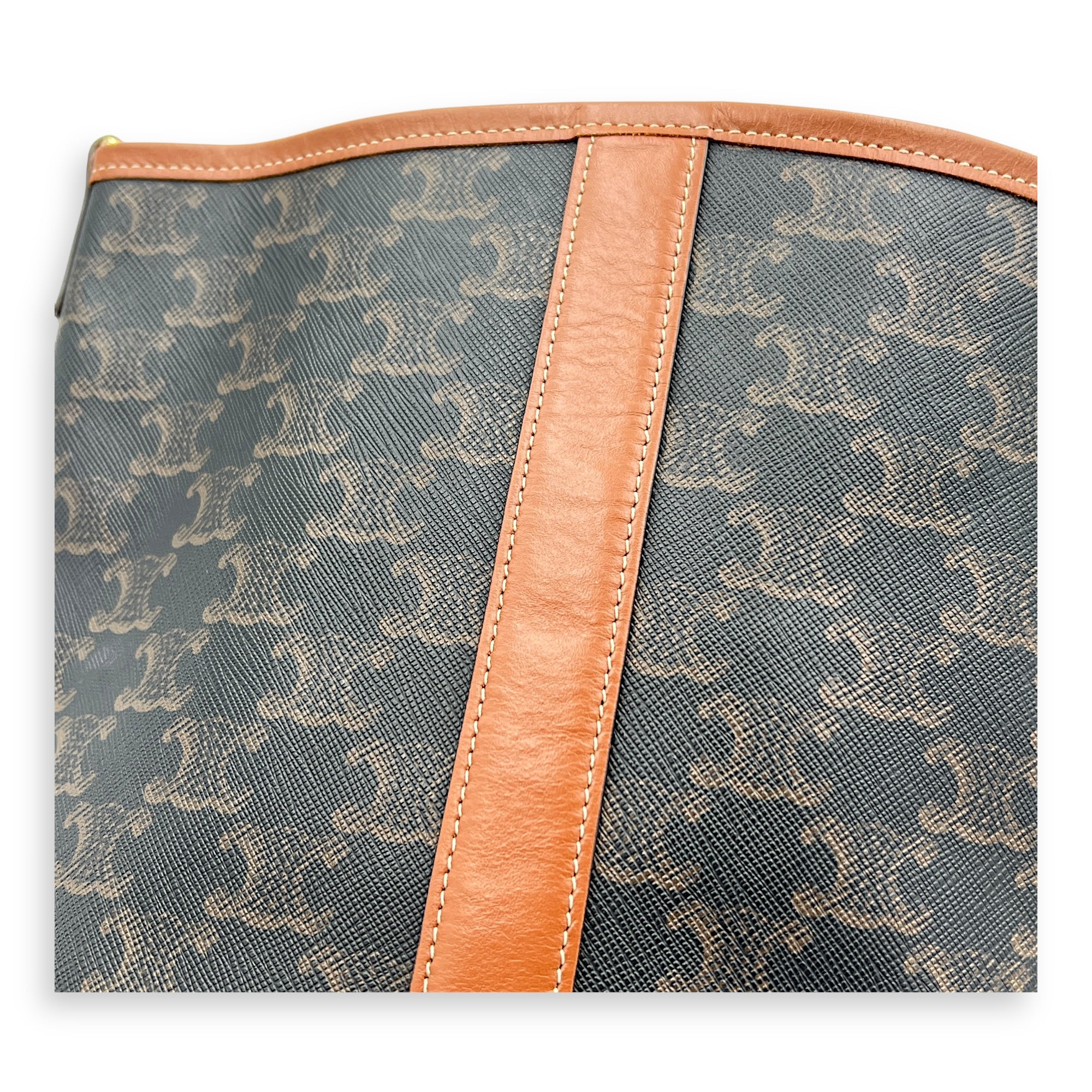 Triomphe Bucket Bag Brown in Coated Canvas, Gold hardware