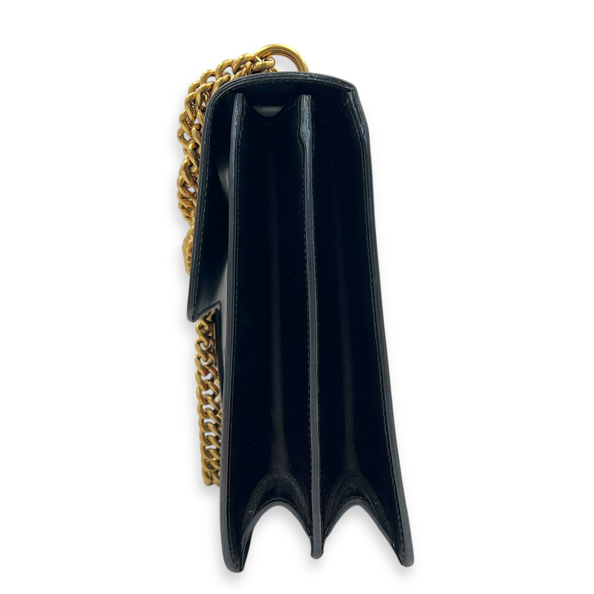 GG Marmont Shoulder Bag Black in Calfskin, Gold hardware