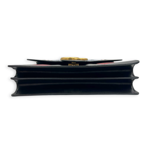 GG Marmont Shoulder Bag Black in Calfskin, Gold hardware