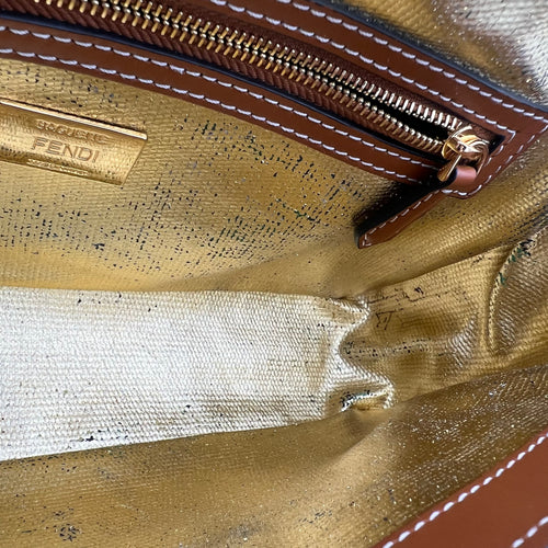 Baguette Crossbody Bag Blue in Denim, Gold hardware