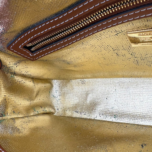 Baguette Crossbody Bag Blue in Denim, Gold hardware