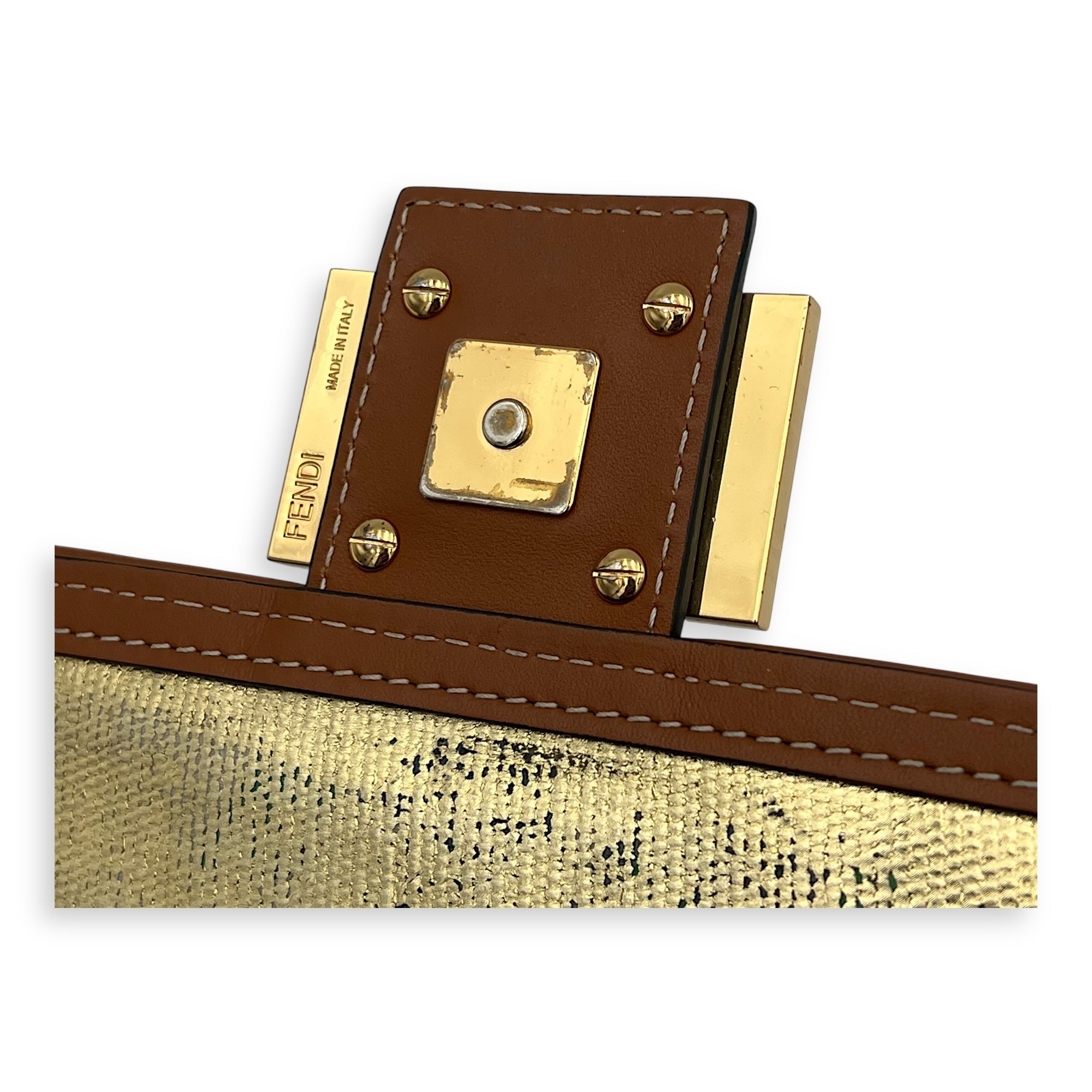 Baguette Crossbody Bag Blue in Denim, Gold hardware