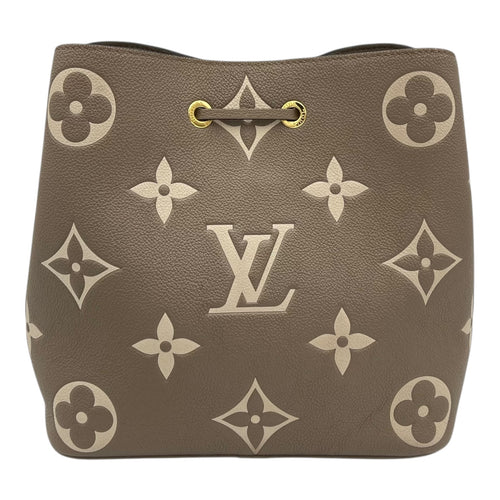 Noe Bucket Bag Beige in Empreinte Leather, Gold hardware