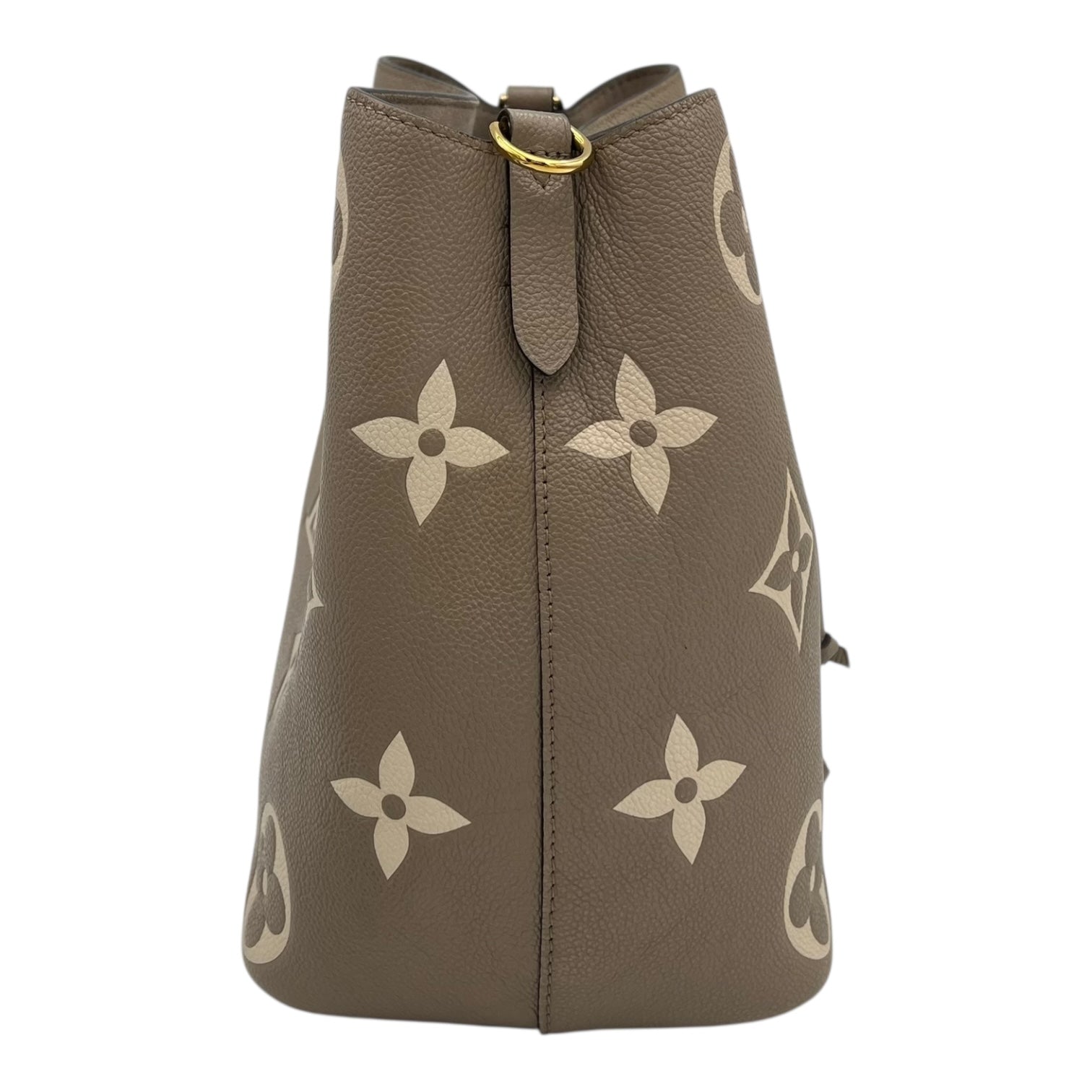 Noe Bucket Bag Beige in Empreinte Leather, Gold hardware