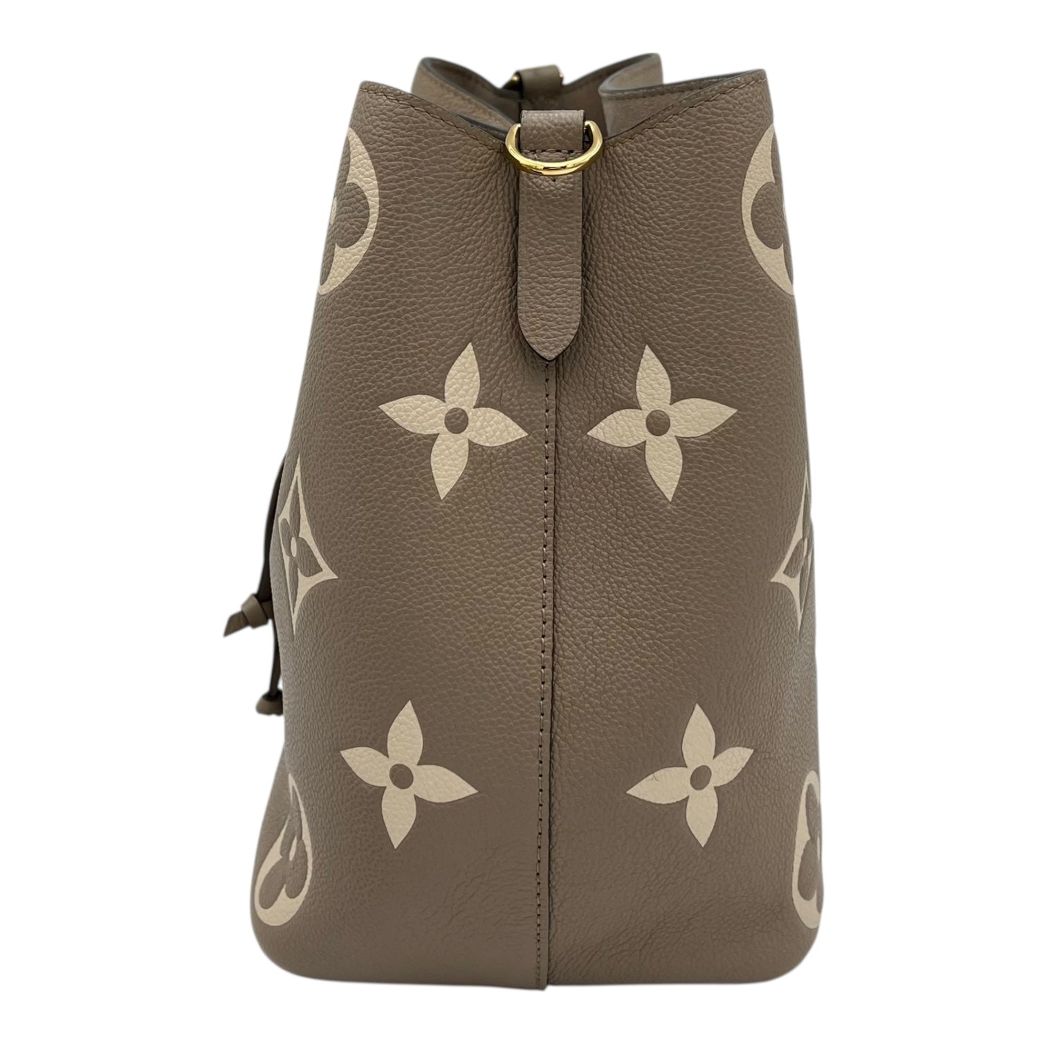 Noe Bucket Bag Beige in Empreinte Leather, Gold hardware