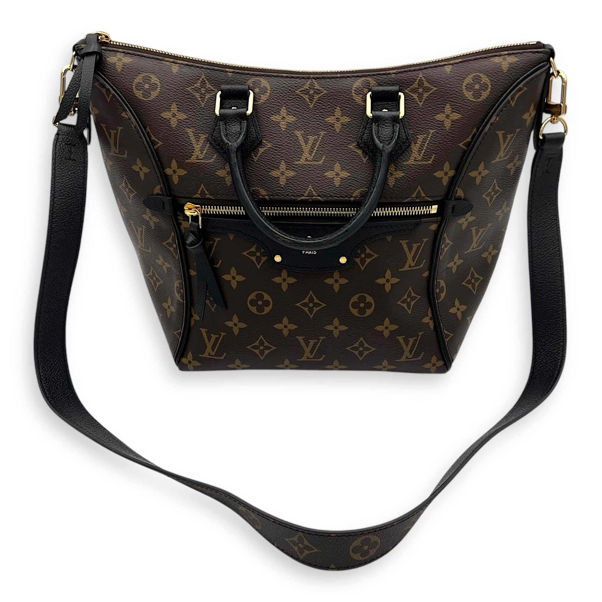 Macasar  Top Handle Bag Brown in Monogram Coated Canvas, Gold hardware