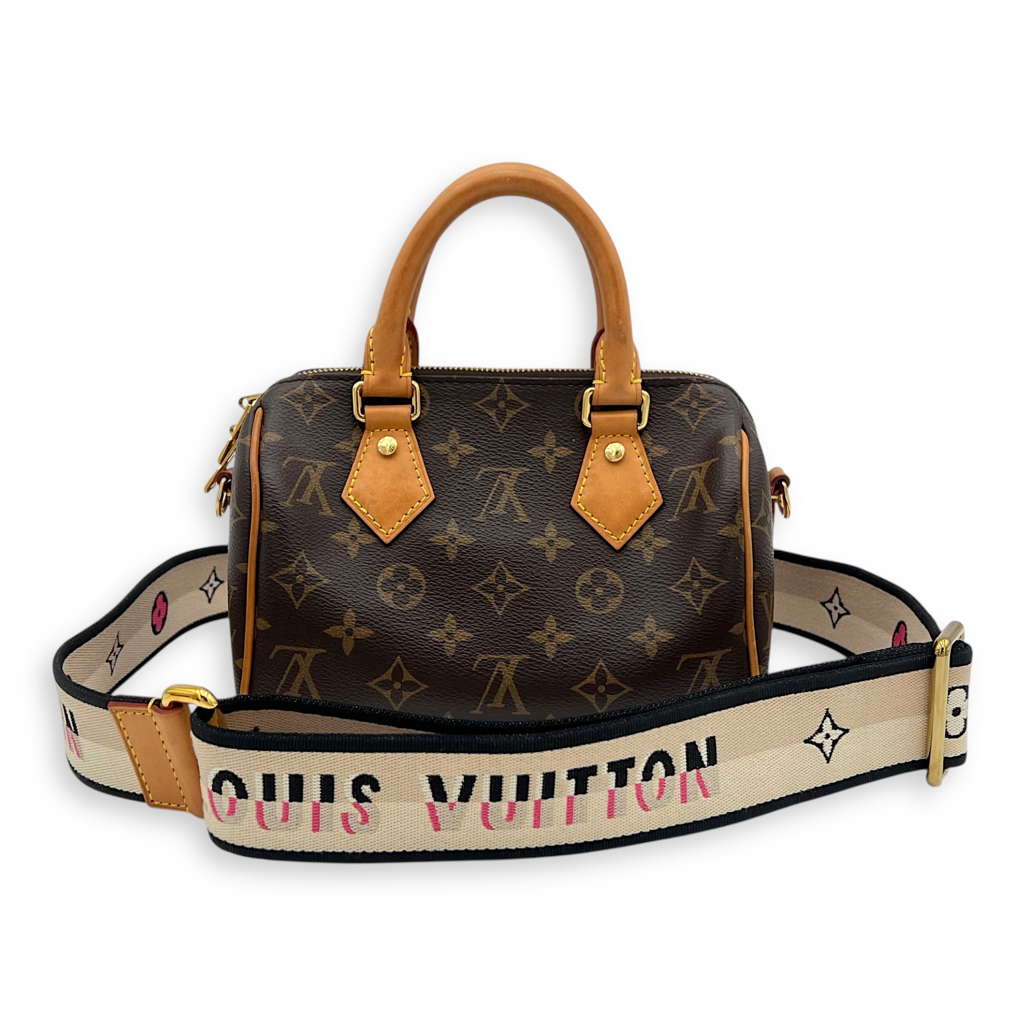 Speedy Bandouliere Top Handle Bag 20 Brown in Monogram Coated Canvas, Gold hardware