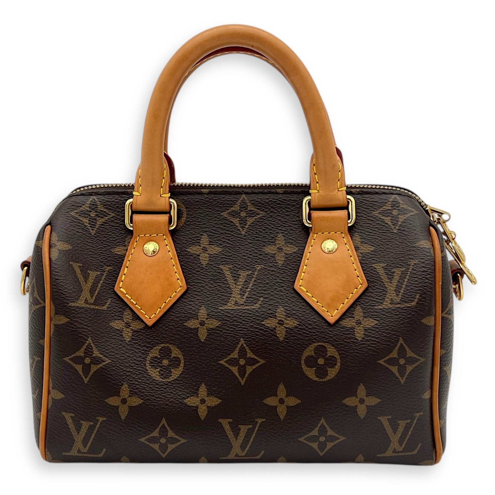 Speedy Bandouliere Top Handle Bag 20 Brown in Monogram Coated Canvas, Gold hardware