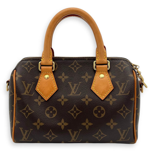 Speedy Bandouliere Top Handle Bag 20 Brown in Monogram Coated Canvas, Gold hardware