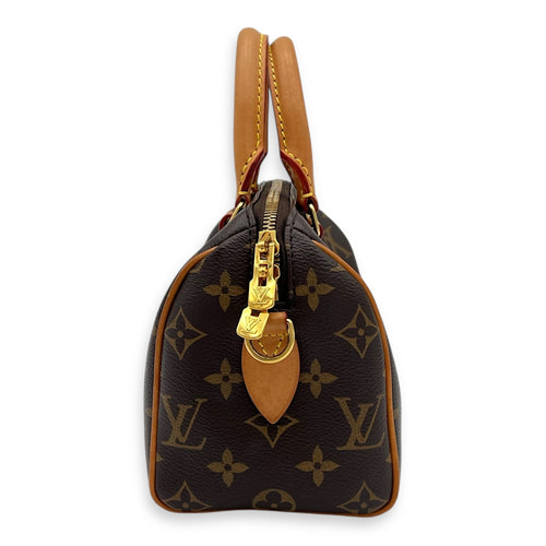 Speedy Bandouliere Top Handle Bag 20 Brown in Monogram Coated Canvas, Gold hardware