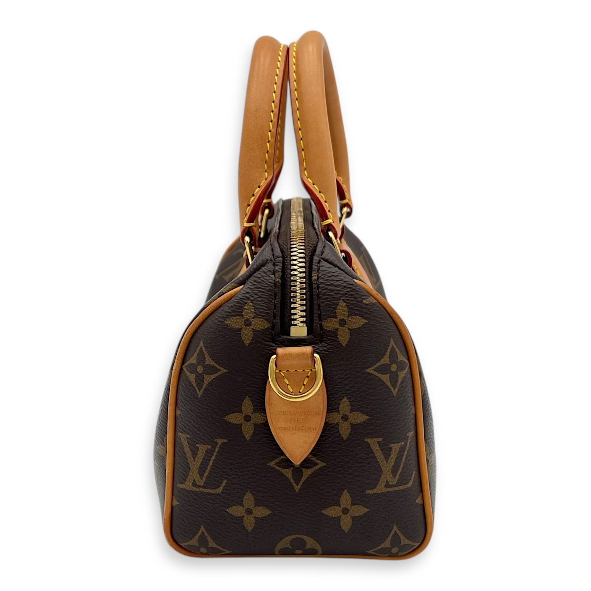 Speedy Bandouliere Top Handle Bag 20 Brown in Monogram Coated Canvas, Gold hardware