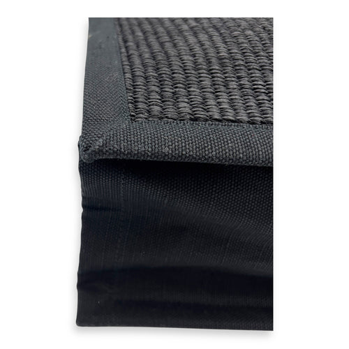 Hand Tote Tote Bag Black in Raffia and Canvas, Silver hardware