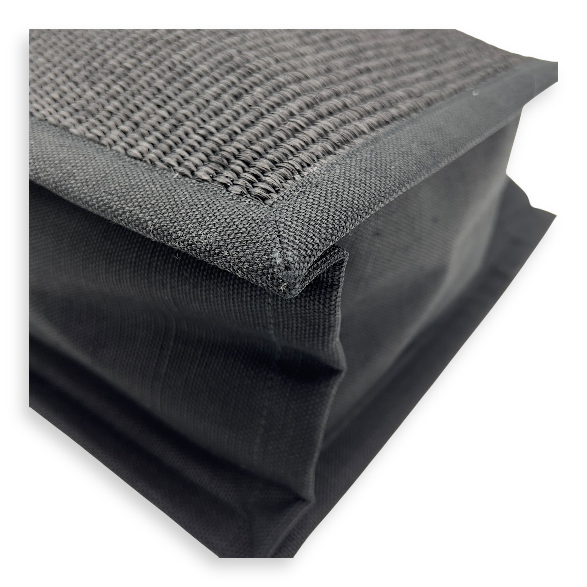 Hand Tote Tote Bag Black in Raffia and Canvas, Silver hardware