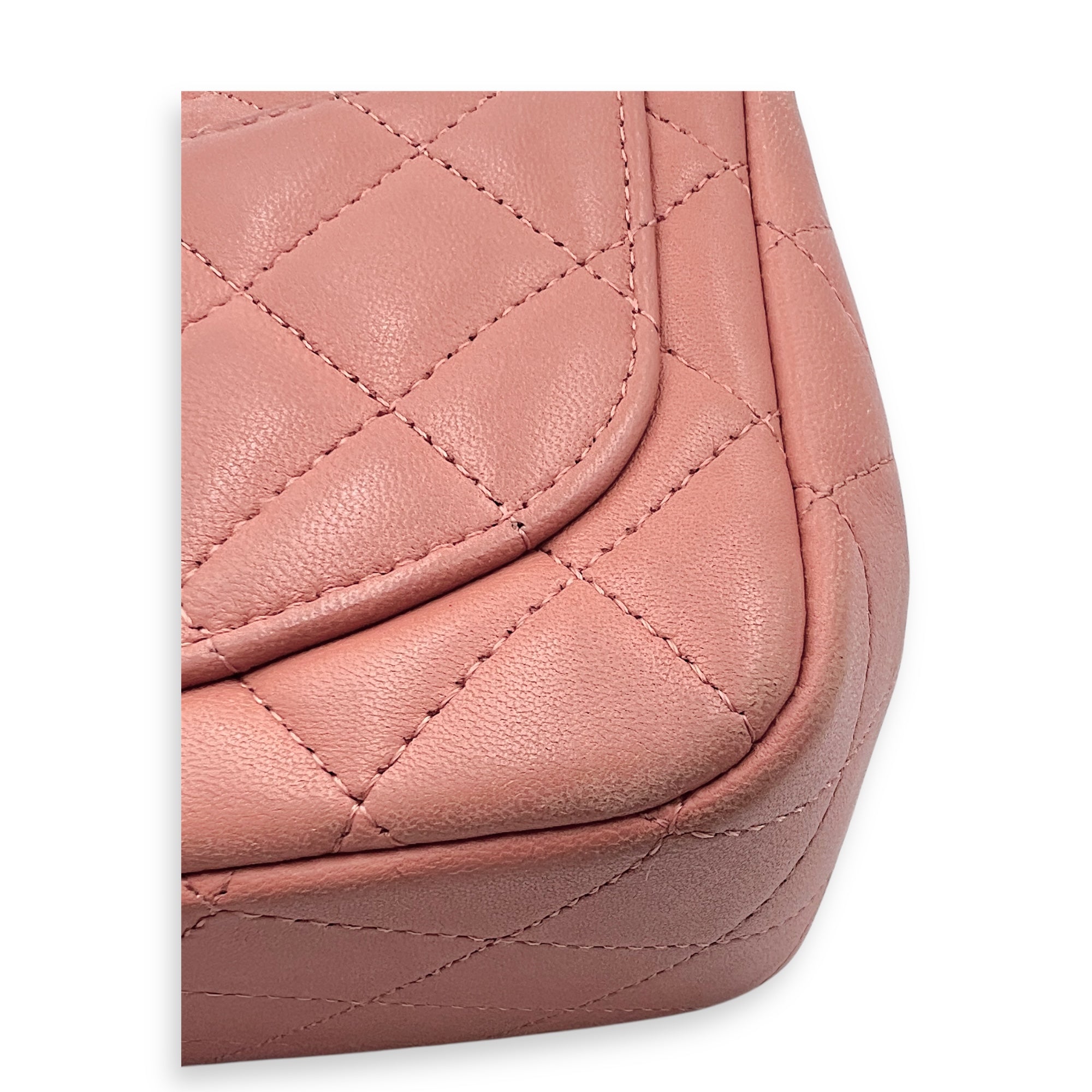 Mini Square Pink Shoulder Bag in Lambskin, Gold hardware