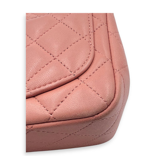 Mini Square Pink Shoulder Bag in Lambskin, Gold hardware