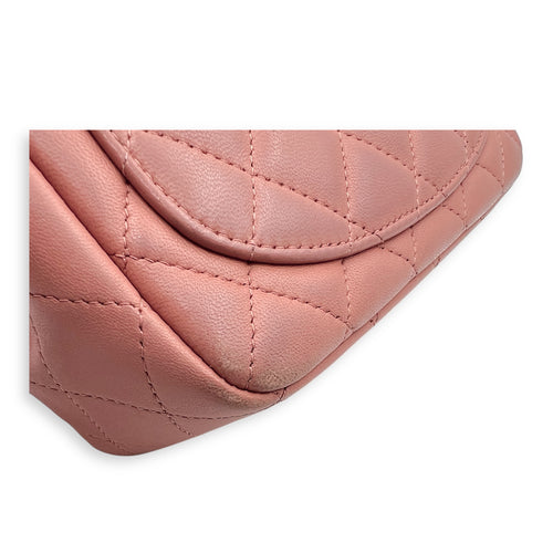 Mini Square Pink Shoulder Bag in Lambskin, Gold hardware